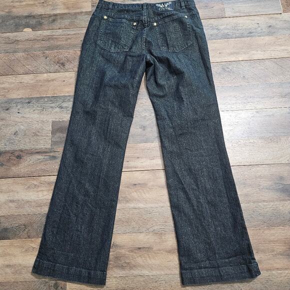 V Cristina Jeans Womens Blue High Rise Gold Metallic Straight Leg Size 12 Denim - Picture 9 of 14